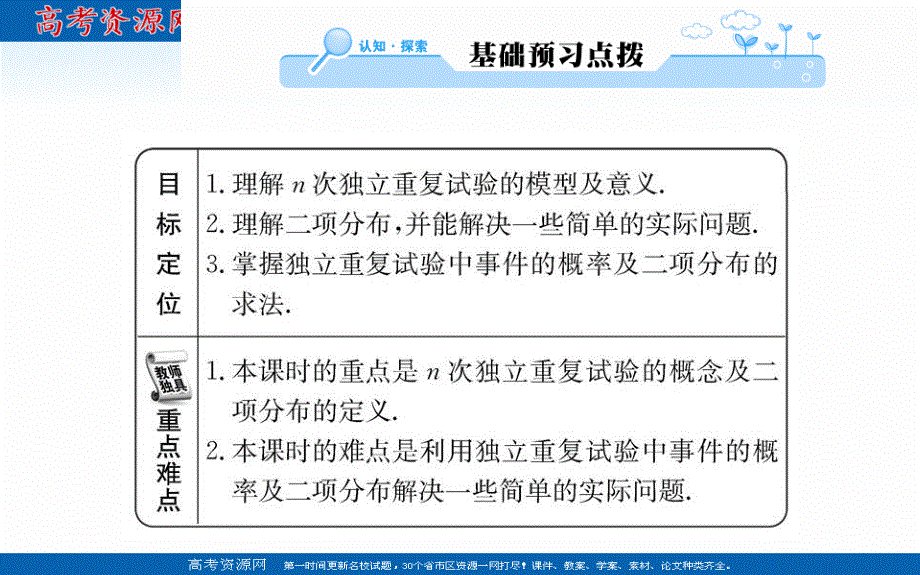 2019-2020学年数学人教A版选修2-3课件：2-2-3 独立重复试验与二项分布 .ppt_第2页