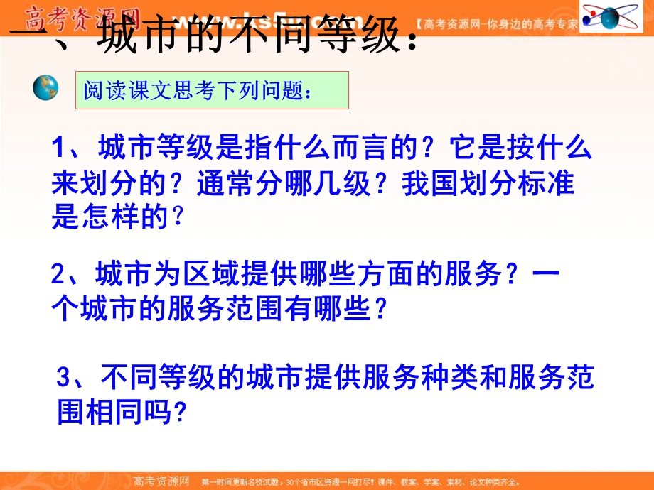 人教版地理必修二课件第二章第2节不同等级城市的服务功能 （共32张PPT） .ppt_第3页