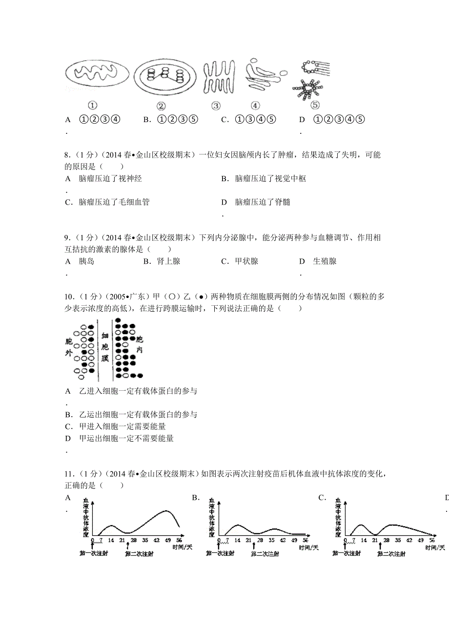 上海市金山中学2013-2014学年高二（下）期末生物试卷 WORD版含解析.doc_第2页