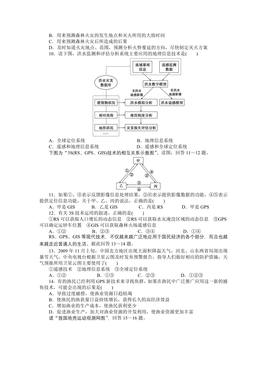 2015-2016高二地理中图版必修三课时作业与单元检测：第三章 地理信息技术的应用（A） WORD版含解析.docx_第2页