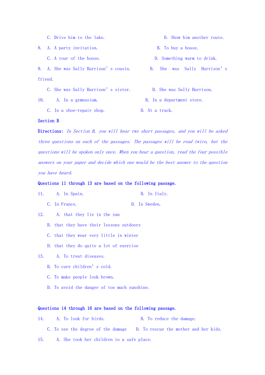 上海市金山中学2015-2016学年高二上学期期中考试英语试题 WORD版含答案.doc_第2页