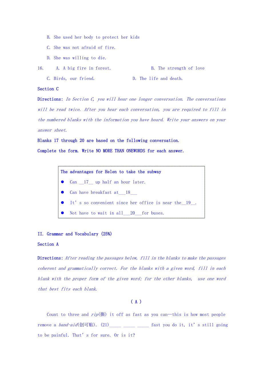 上海市金山中学2015-2016学年高二上学期期中考试英语试题 WORD版含答案.doc_第3页