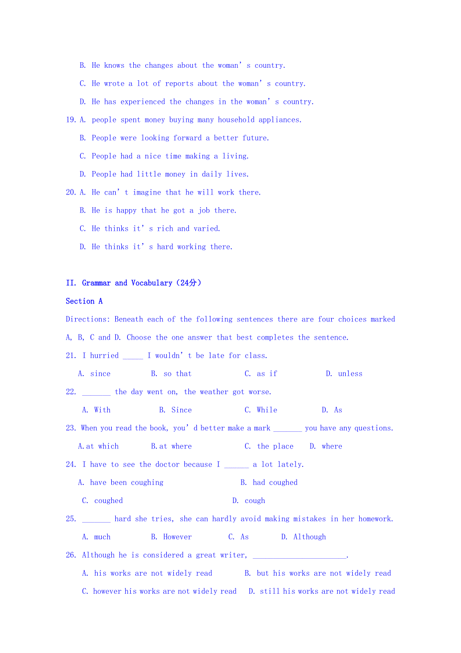 上海市金山中学2017-2018学年高一10月月考英语试题 WORD版含答案.doc_第3页