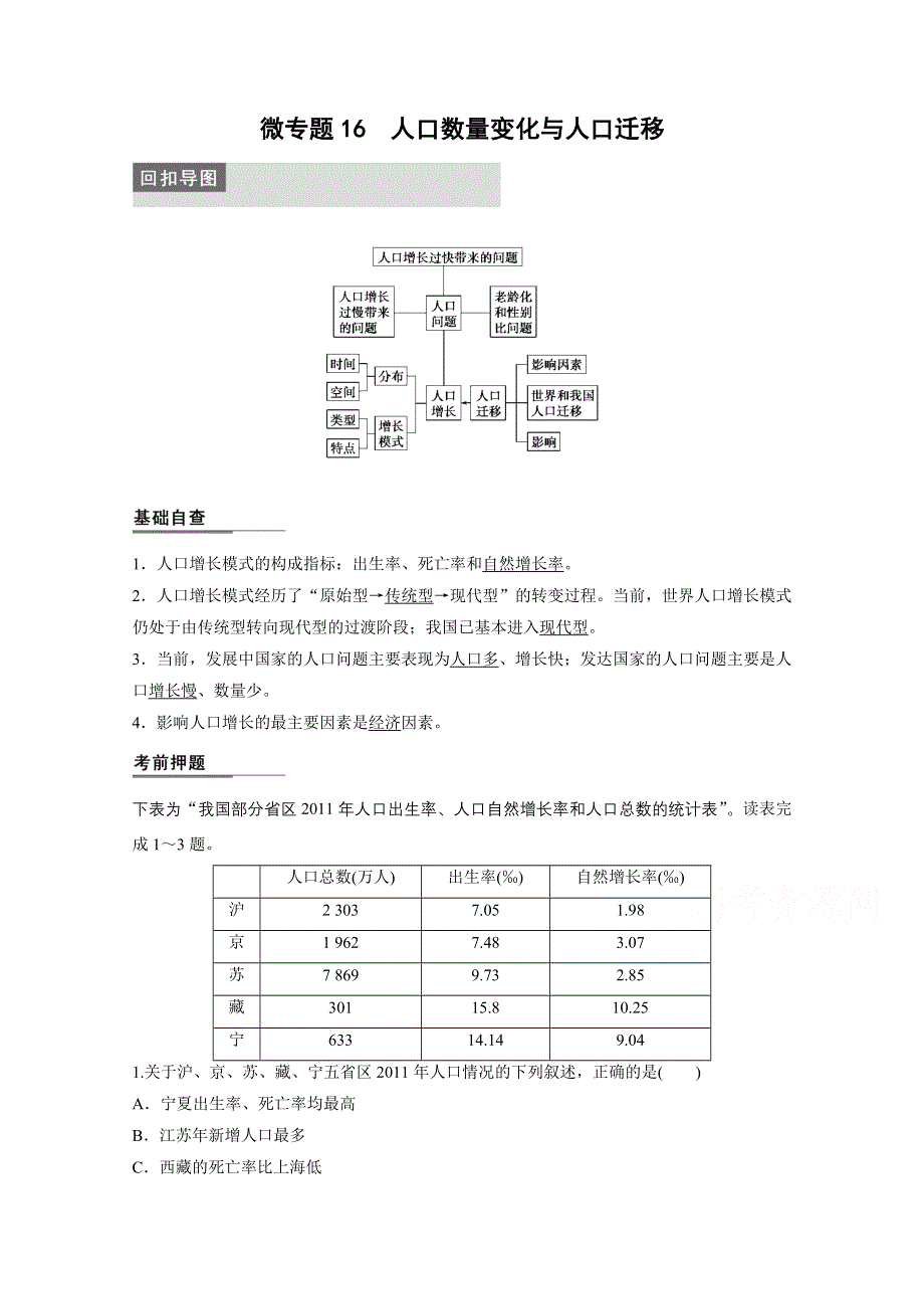 2015届高三地理二轮复习：专题三 微专题16.docx_第1页