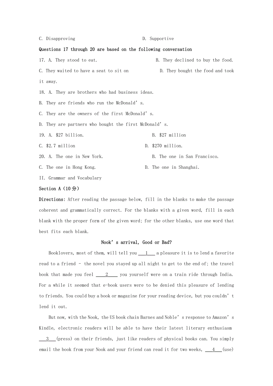 上海市金山中学2019-2020学年高二英语下学期期中试题（含解析）.doc_第3页