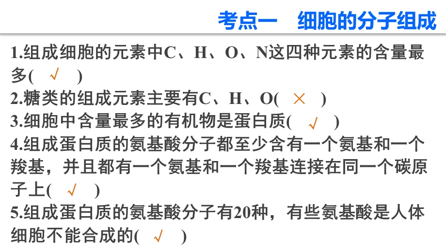 人教版2016年高三生物第二轮复习 第二篇 考点一 细胞的分子组成 课件.pptx_第3页