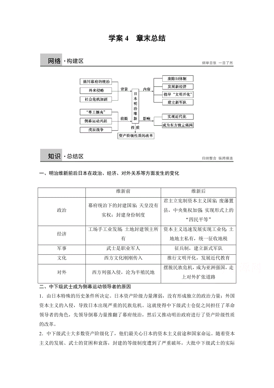 2015年历史北师大版选修一 第八章 日本明治维新 学案4.docx_第1页