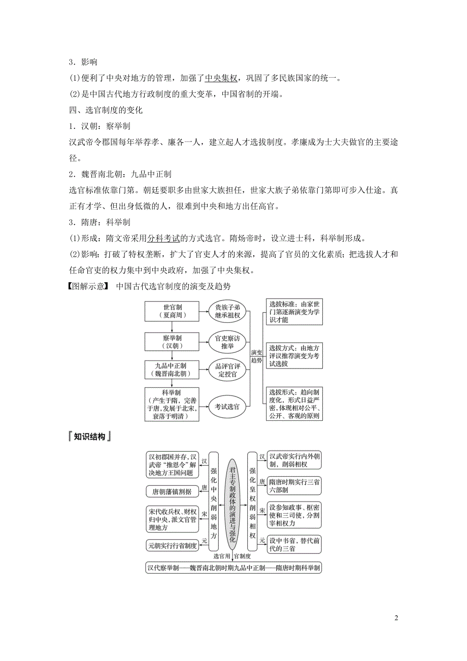 江苏省2021高考历史一轮教师用书第一单元第3讲汉到元政治制度的演变含解析.docx_第2页