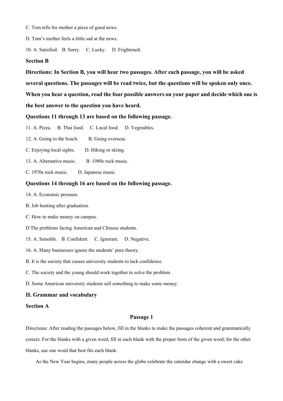 上海市金山区2020-2021学年高一上学期期末统考英语试题 WORD版含解析.doc_第2页