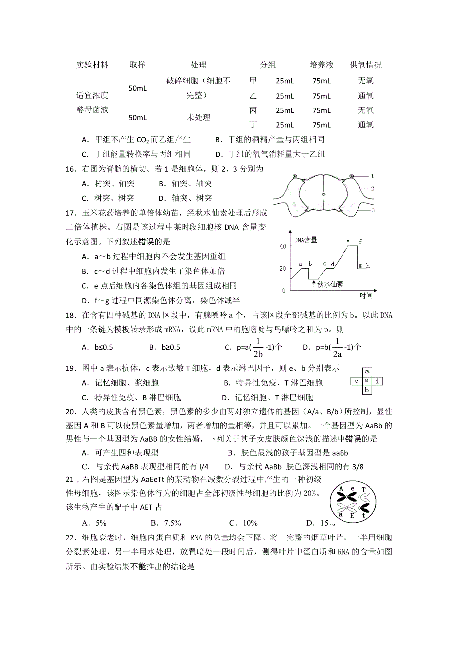 上海市长宁区2012届高三上学期期末质量抽测（生命科学）.doc_第3页