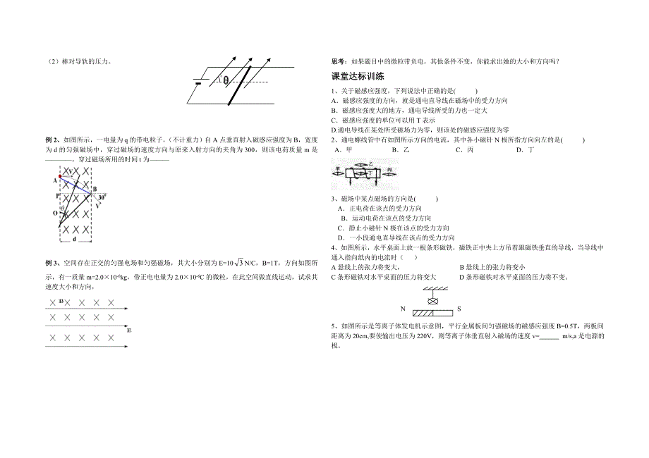 专题《高二物理下学期磁场章末复习》学案（新人教）.doc_第2页