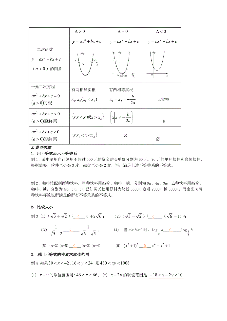 [教案精品]新课标高中数学人教A版必修五全册教案不等式小结（一）.doc_第2页