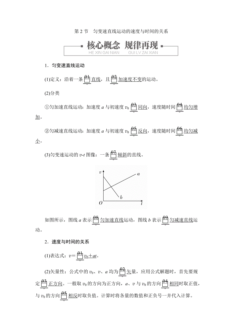 2019-2020学年新教材突破人教版物理必修第一册学案：2-2匀变速直线运动的速度与时间的关系 WORD版含答案.docx_第1页