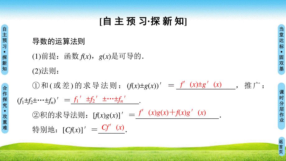 2018年秋新课堂高中数学人教B版选修1-1课件：第3章 3-2 3-2-3　导数的四则运算法则 .ppt_第3页