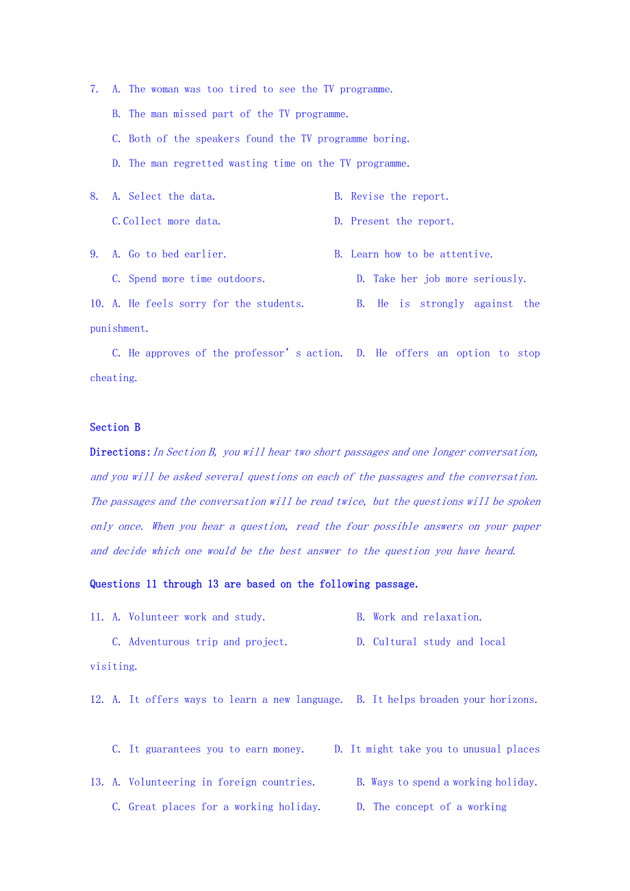 上海市闵行区2019届高三上学期期末质量调研英语试题 WORD版含答案.doc_第2页