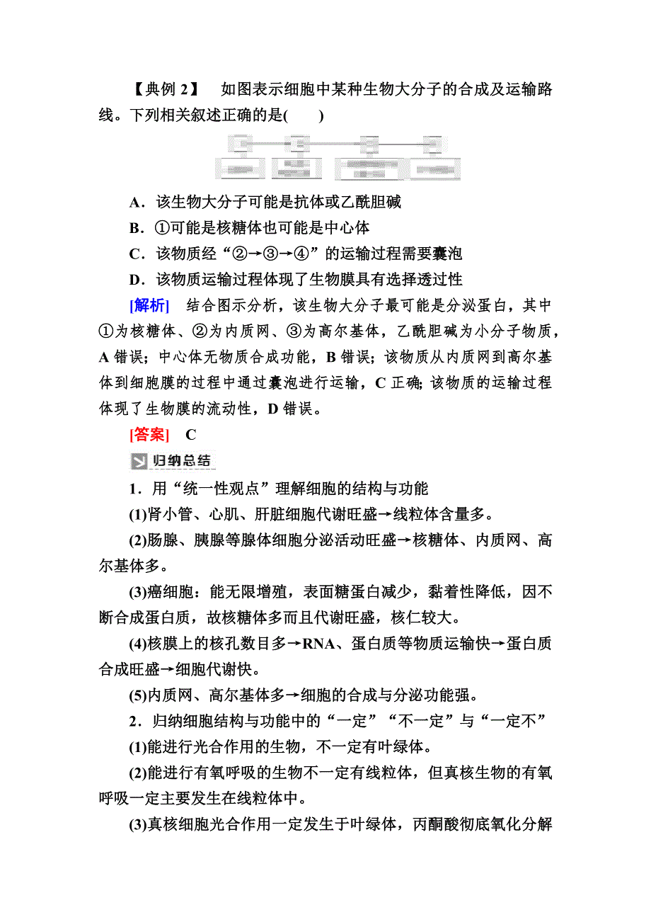 2019-2020学年新教材课标版生物必修一教师用书：章末整合提升3　细胞的基本结构 WORD版含答案.docx_第2页