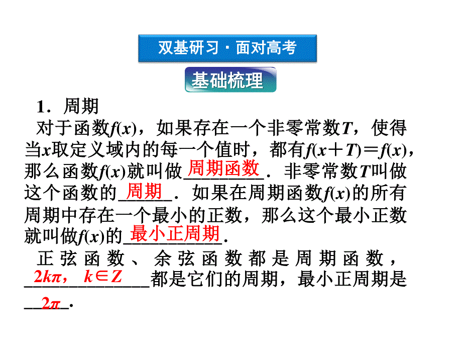 2012届高考数学（理）《优化方案》一轮复习课件：第3章第四节 三角函数的图象与性质（苏教版江苏专用.ppt_第3页