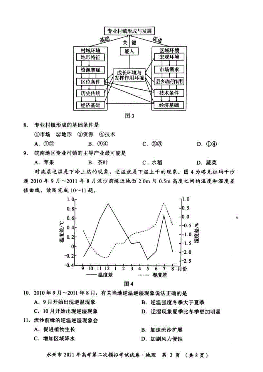 湖南省永州市2021届高三下学期第二次模拟考试地理试题 图片版含答案.pdf_第3页