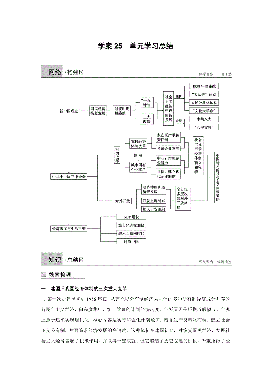 2016-2017学年高一历史岳麓版必修二学案：第四单元 中国社会主义建设发展道路的探索 25 WORD版含答案.docx_第1页