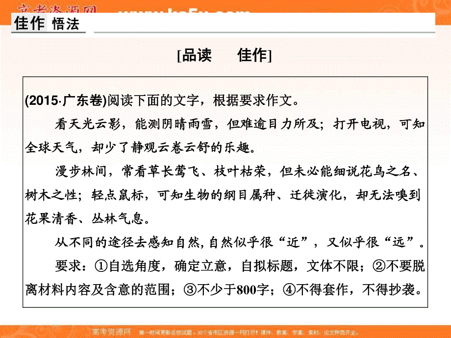 2017年高考语文全国版一轮复习课件：第6部分 第一讲 高考新材料作文的审题立意.ppt_第2页