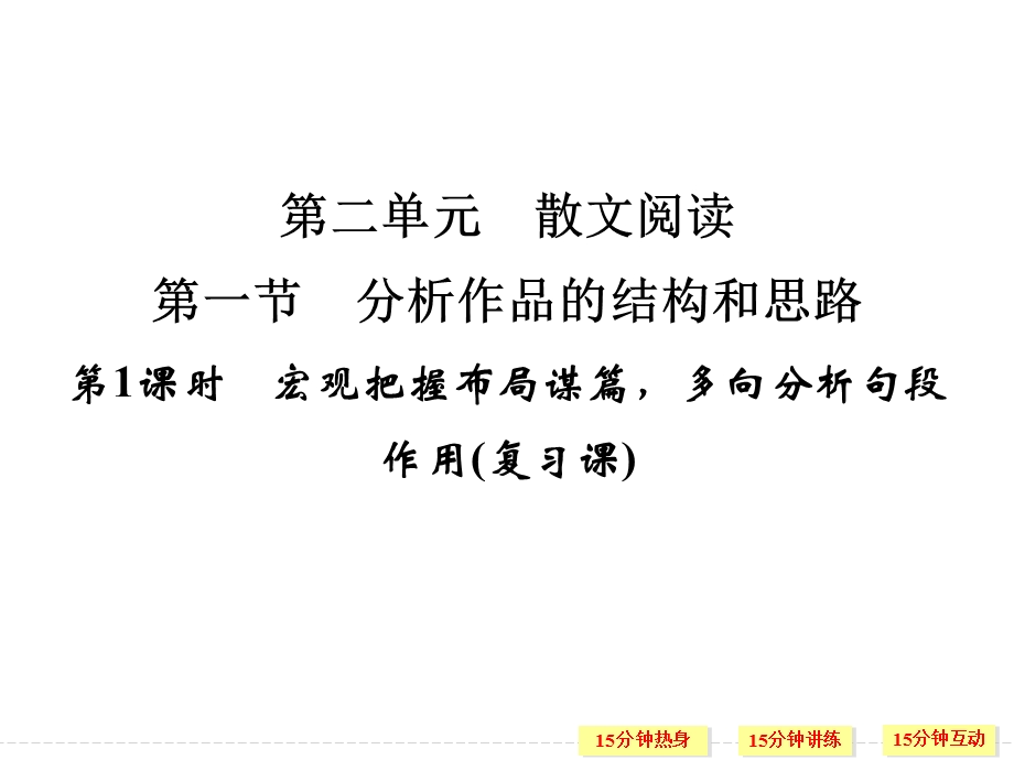 2016届高考语文第一轮复习课件 4.2.1宏观把握布局谋篇多向分析句段作用(复习课).ppt_第1页