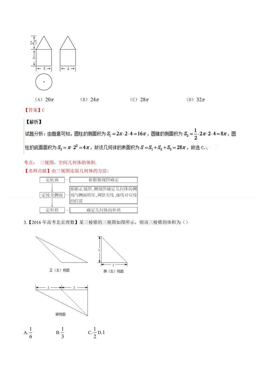 专题06 立体几何-2016年高考+联考模拟理数试题分项版解析（解析版） WORD版含解析.doc_第2页