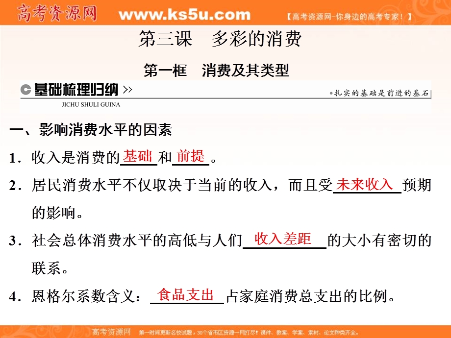 2017年秋高中政治（人教版）必修一课件：第一单元 第三课 第一框　消费及其类型 .ppt_第1页