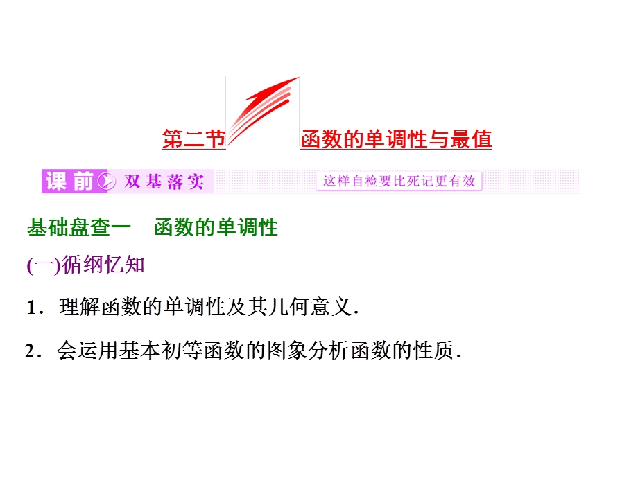 2016届（新课标）高考数学（理）大一轮复习精讲课件：第二章　函数、导数及其应用 第二节函数的单调性与最值.ppt_第1页