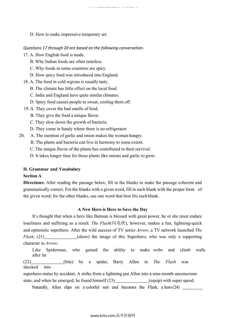 上海市浦东新区2020届高三上学期期末教学质量检测（一模）英语试题 WORD版含答案.doc_第3页