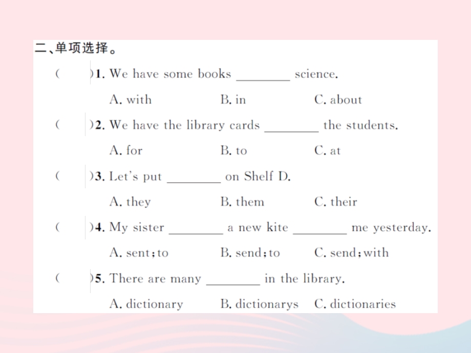 2022五年级英语下册 Module 4 Unit 1 Lets make a home library习题课件 外研版（三起）.ppt_第3页