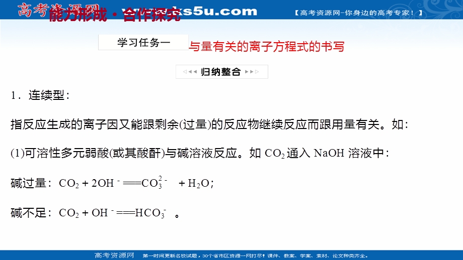 2021-2022学年高一化学鲁科版必修1（福建专用）课件：第2章 第2节 第3课时 与量有关的离子方程式的书写 常见离子的检验与推断（提升课时） .ppt_第3页