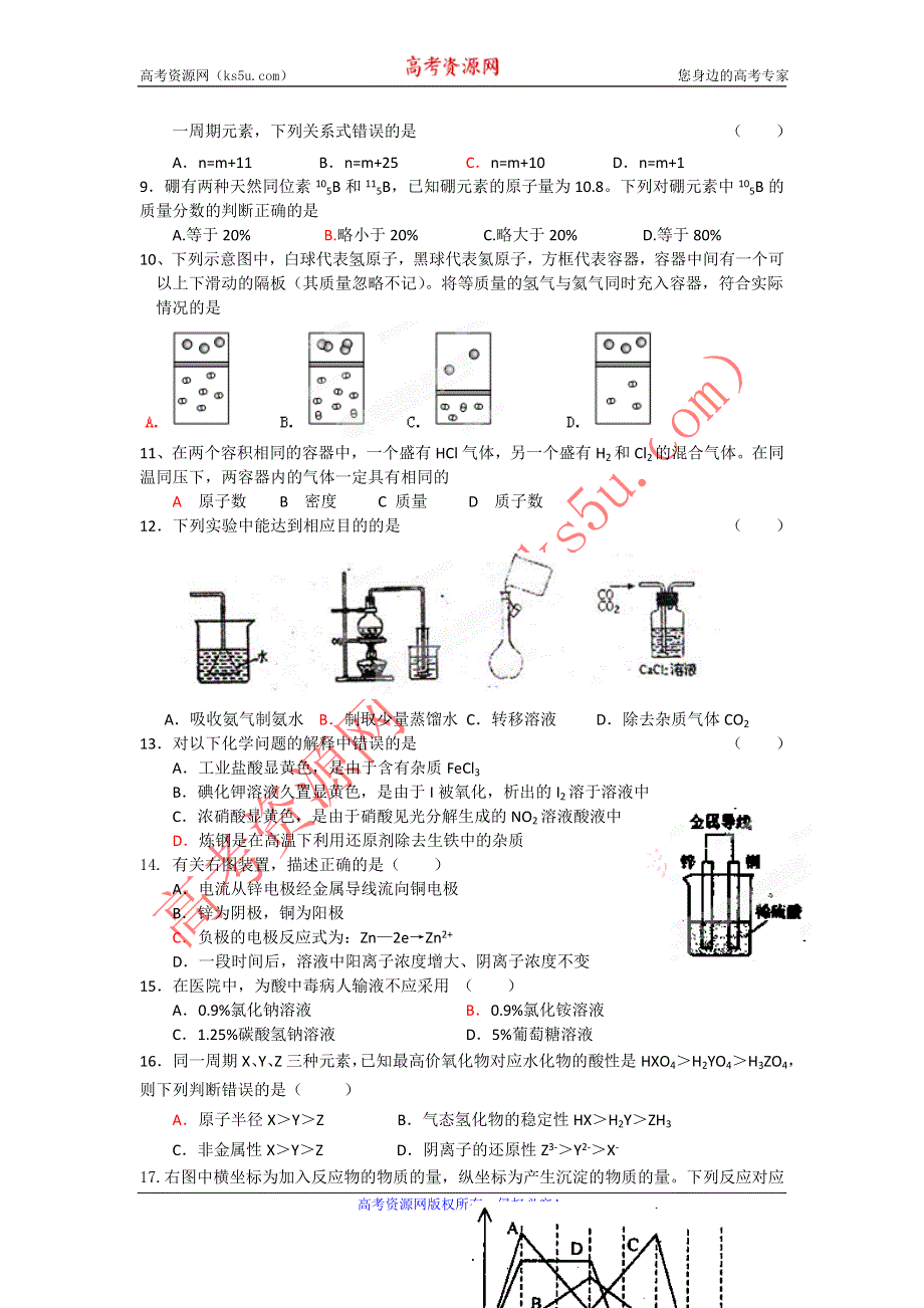 上海市理工大学附属中学11-12学年高二上学期期末考试 化学 （选修）.doc_第2页