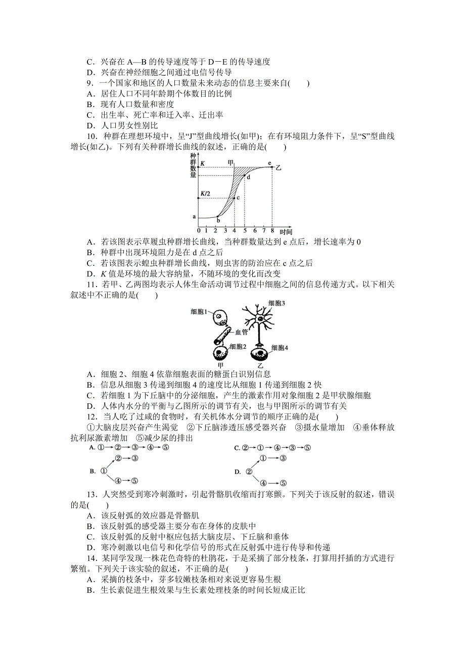 2015-2016学年高二生物人教版必修三综合检测（一） WORD版含解析.docx_第2页