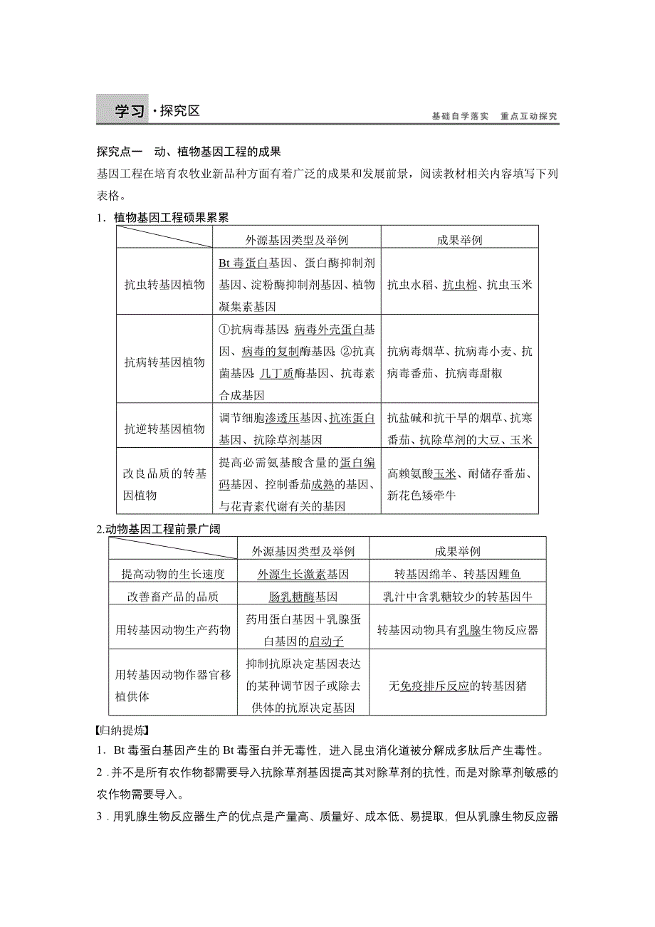 2015-2016学年高二生物人教版选修3学案与检测：专题1 第3课时 基因工程的应用 WORD版含解析.docx_第2页