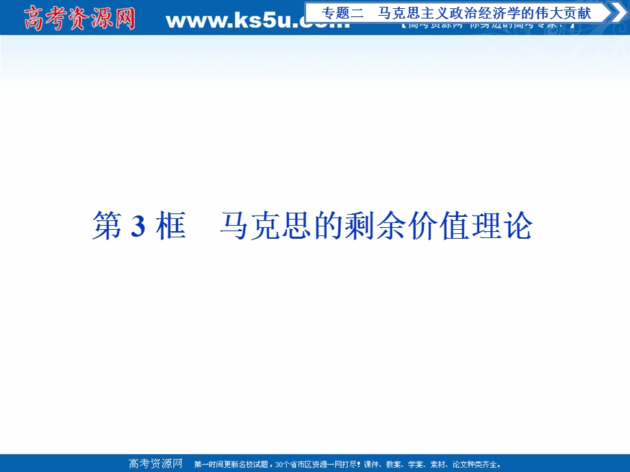 2019-2020学年政治人教版选修2课件：专题二　第3框　马克思的剩余价值理论 .ppt_第1页