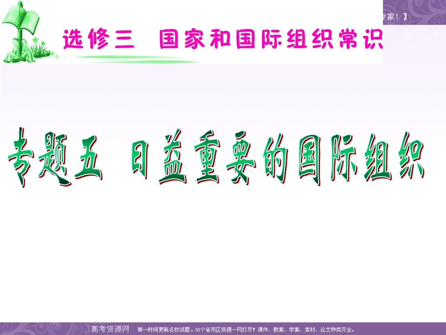 2012届高考复习政治课件（人教版湖南用）选修3 专题5 日益重要的国际组织.ppt_第1页