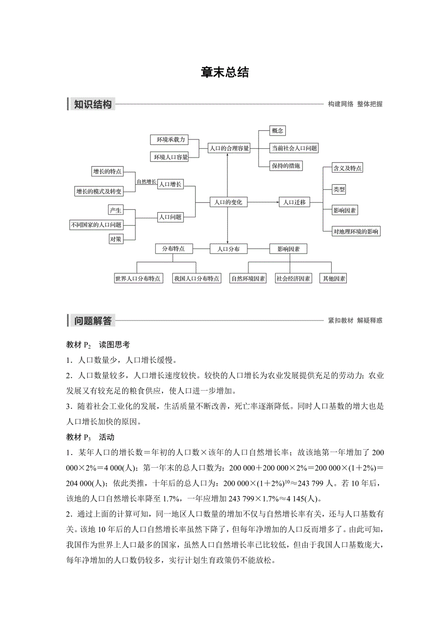 2019-2020学年新素养人教版高中地理必修二（京津等课改地区版）练习：第1章 人口的变化 章末总结 WORD版含解析.docx_第1页