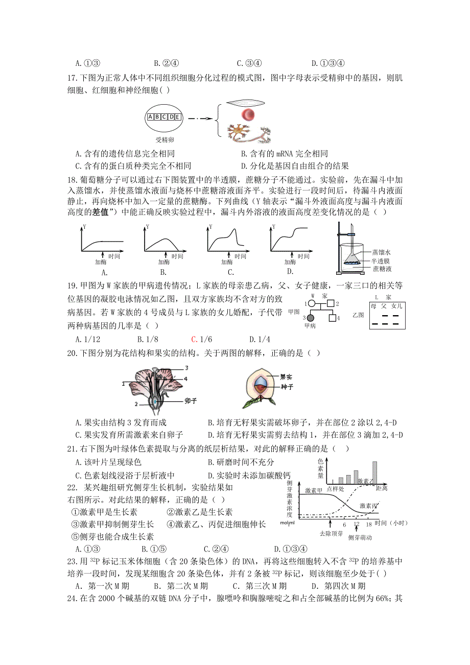 上海市静安区2015届高三上学期期末教学质量检测（一模）生物试题 WORD版含答案.doc_第3页