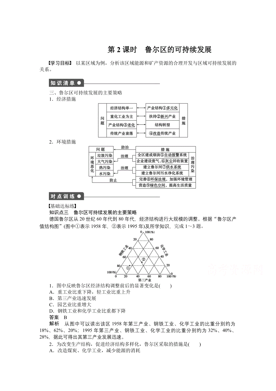 2016-2017学年高中地理（鲁教版必修3）课时作业 第三单元 区域资源、环境与可持续发展 第2节 课时2 WORD版含答案.docx_第1页