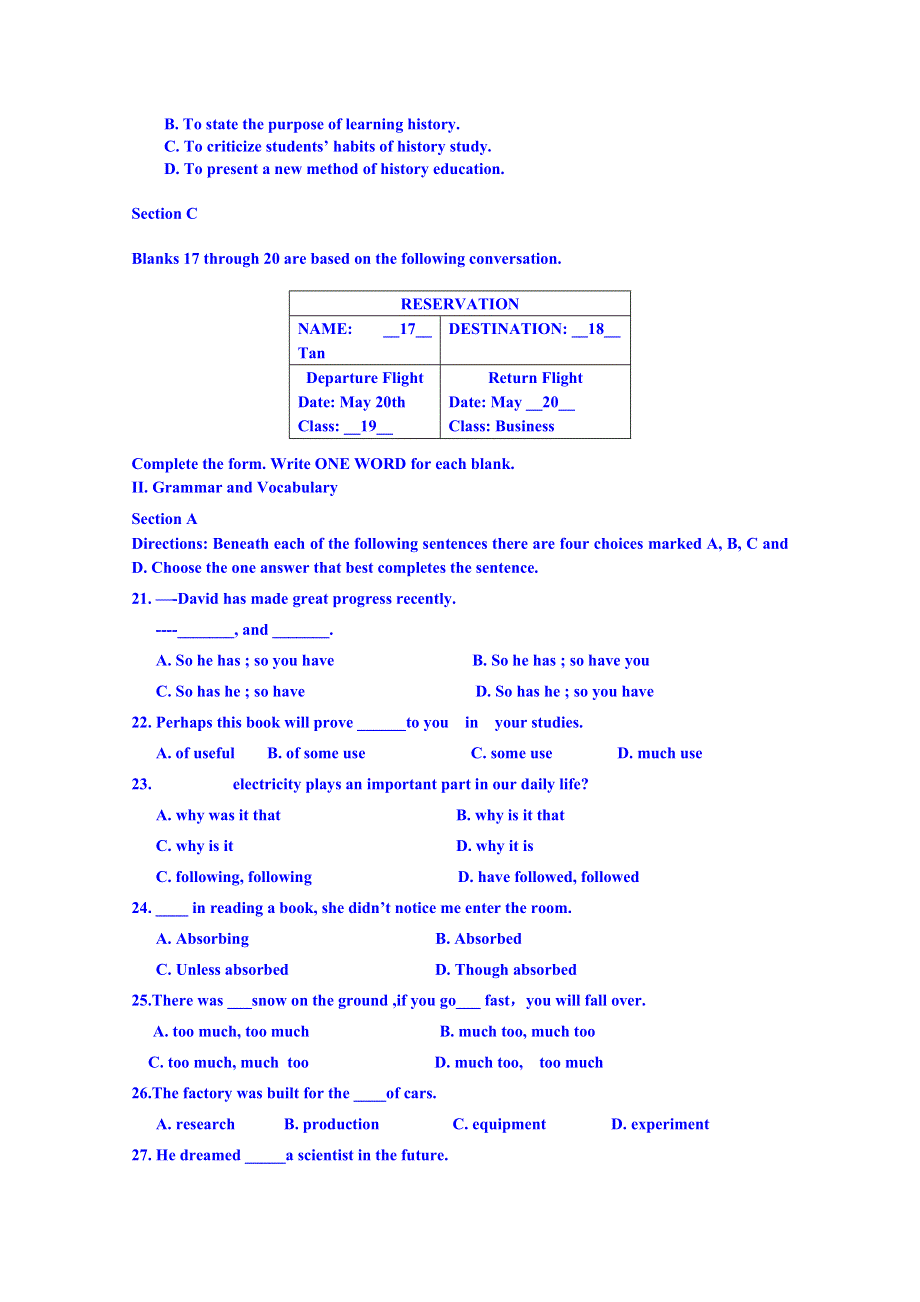 上海理工大学附属中学2014-2015学年高二下学期5月月考英语试题.doc_第2页