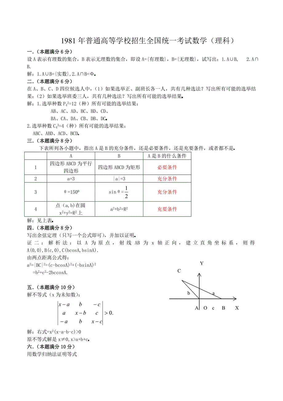 1981年高考数学试题（全国理）及答案.doc_第1页