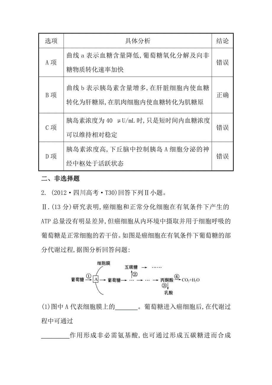 《课时讲练通》2017-2018学年高中生物（人教版）必修一 2012年高考分类题库（人教大纲版）考点5 人和动物体内三大物质的代谢 WORD版含解析.doc_第2页