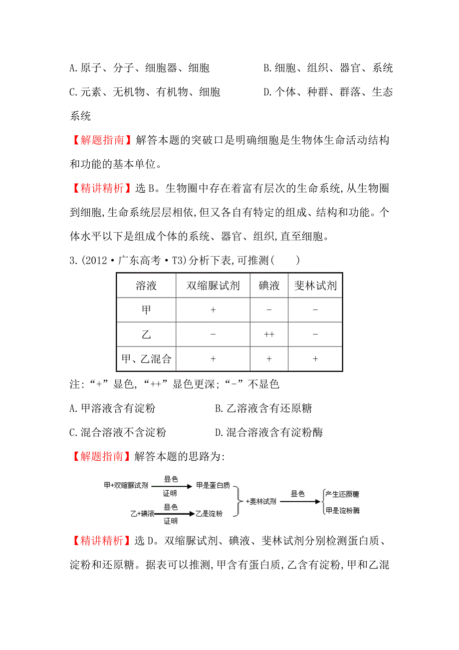 《课时讲练通》2017-2018学年高中生物（人教版）必修一 2012年高考分类题库（新课标版）考点1 细胞的分子组成 WORD版含解析.doc_第2页