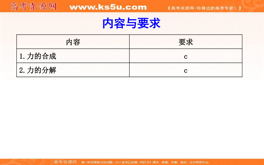 2019-2020学年浙江省高中物理学业水平复习课件：第二章 课时2　力的合成与分解 .ppt_第2页