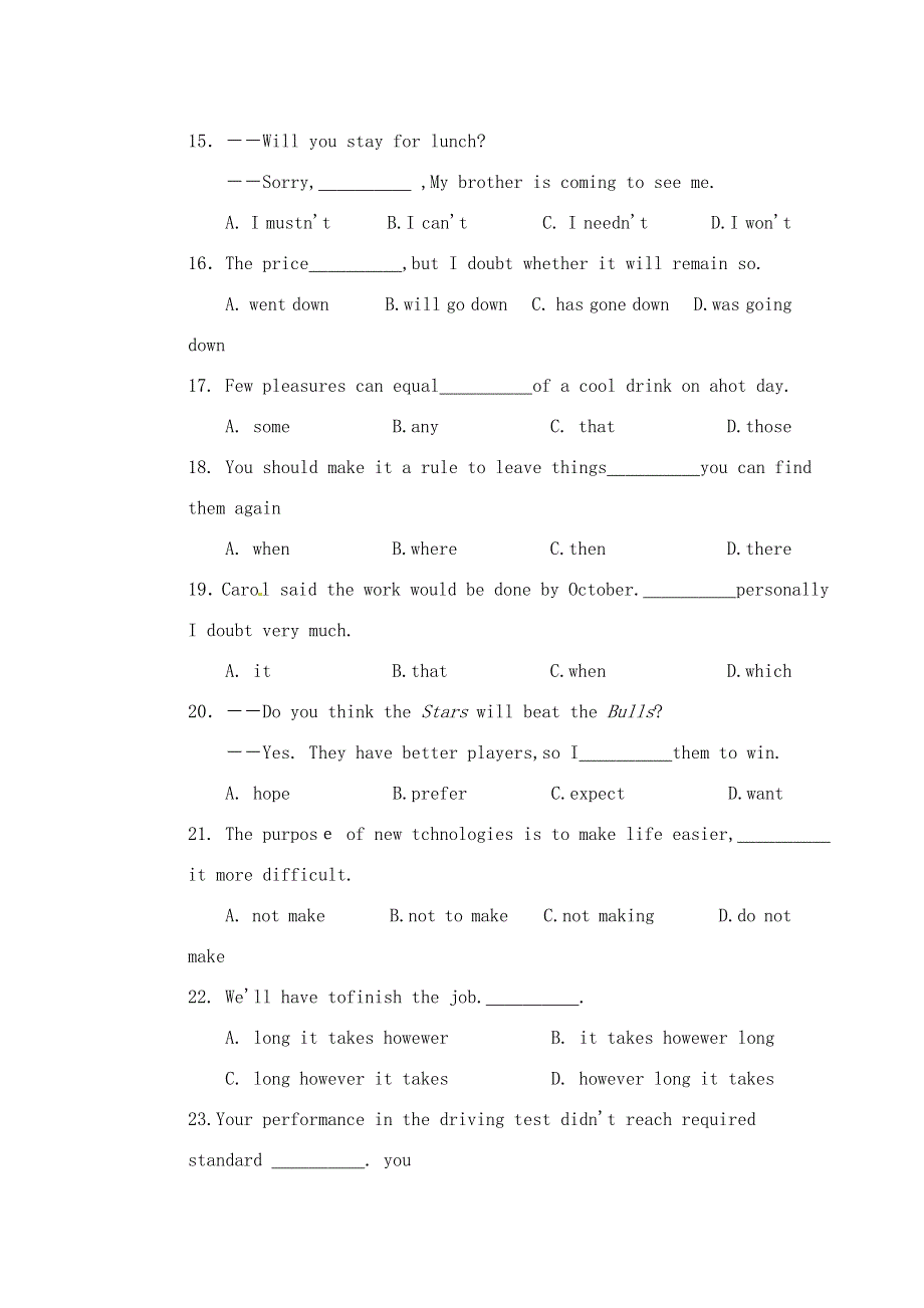 1999年全国普通高等学校招生统一考试英语.doc_第3页