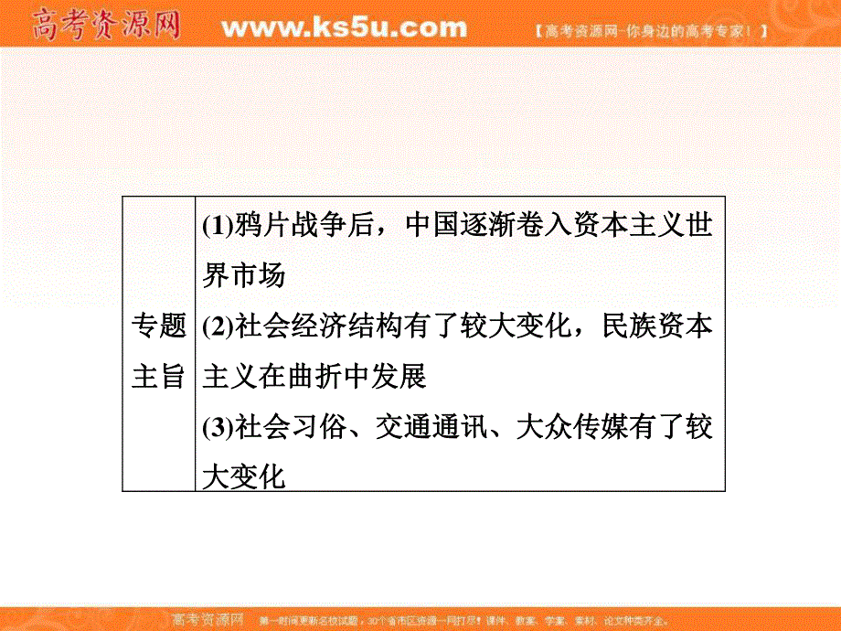 2017版浙江省高考历史《选考总复习》课件：专题7 中国近代资本主义的曲折发展和近现代社会生活的变迁 专题整合与演练（7） .ppt_第2页