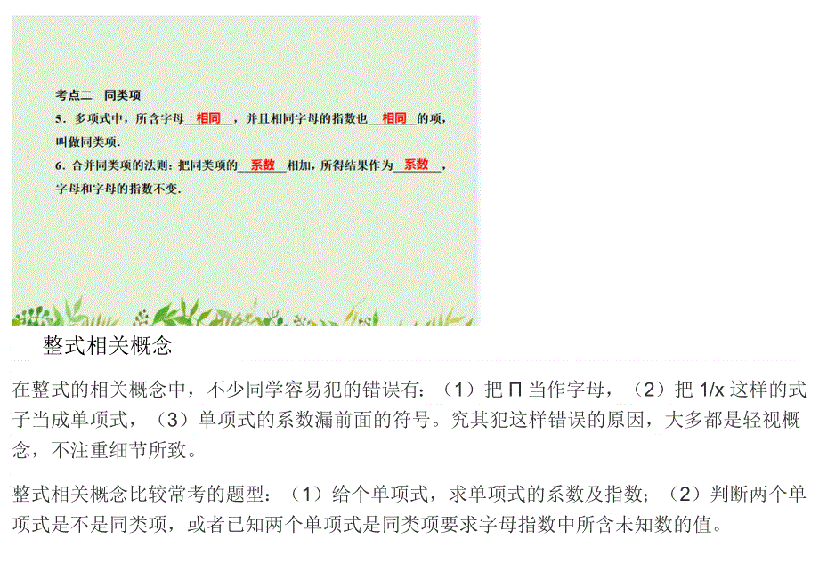 中考数学复习专题：整式中的考点.docx_第2页