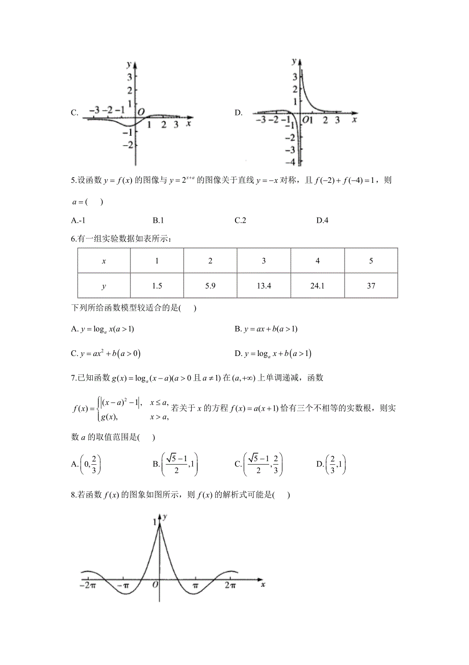 专题四 函数的图象、函数的应用 综合练习（C卷）-2023届高考数学二轮复习重点基础练习.docx_第2页