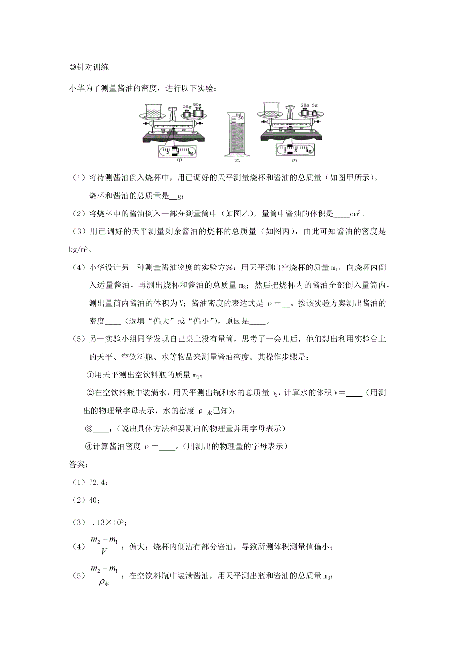 中考物理 实验专题突破针对训练 实验09 用天平和量筒测量液体的密度.docx_第2页