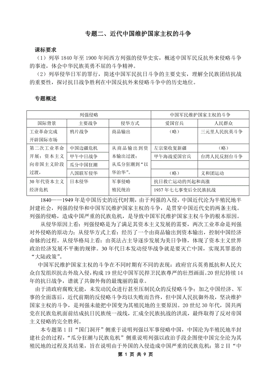 2.1《列强入浸与民族危机》教案1（人教版必修1）.doc_第1页